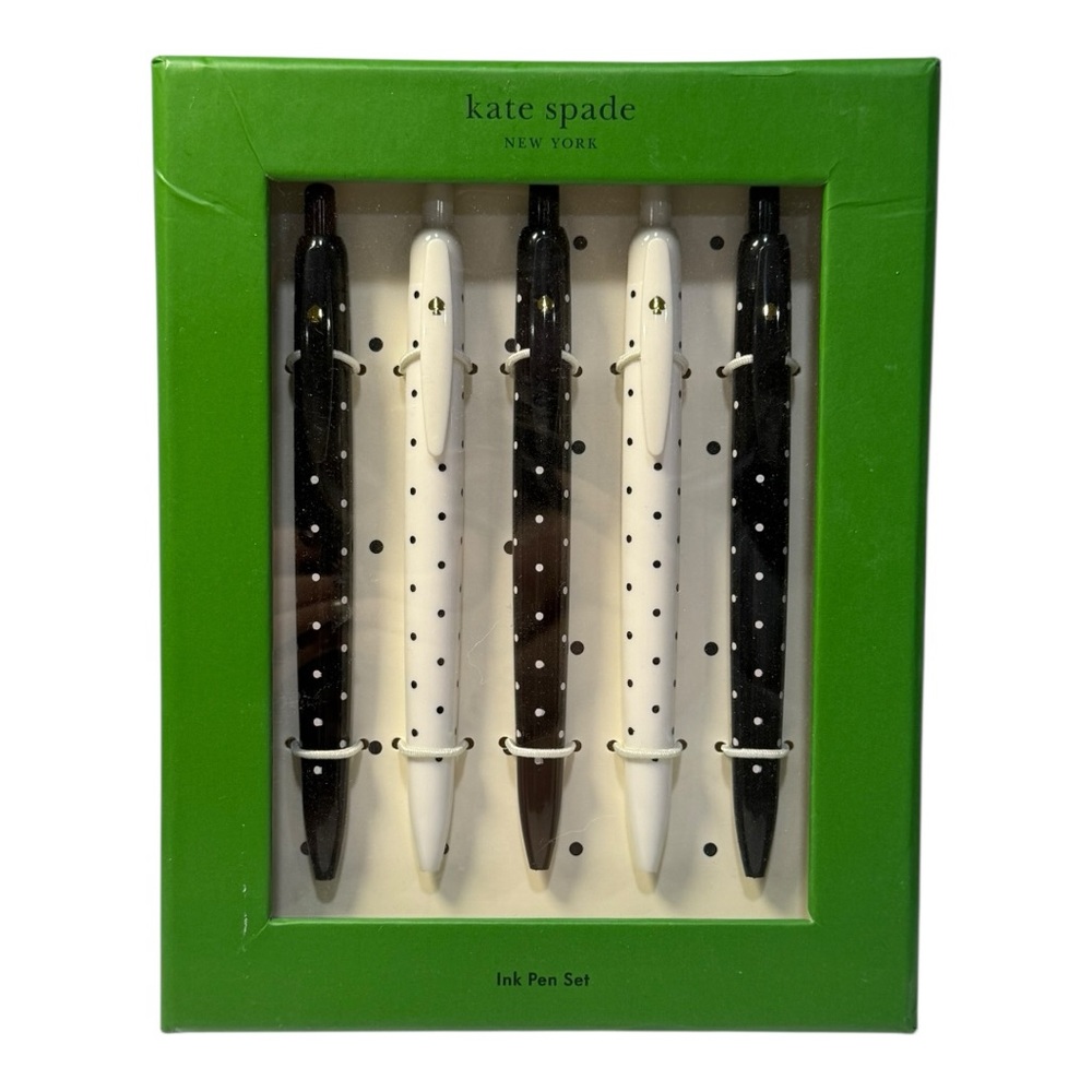 kate spade new york Black Dot Ink Pen Set – 5 Pens – NEW